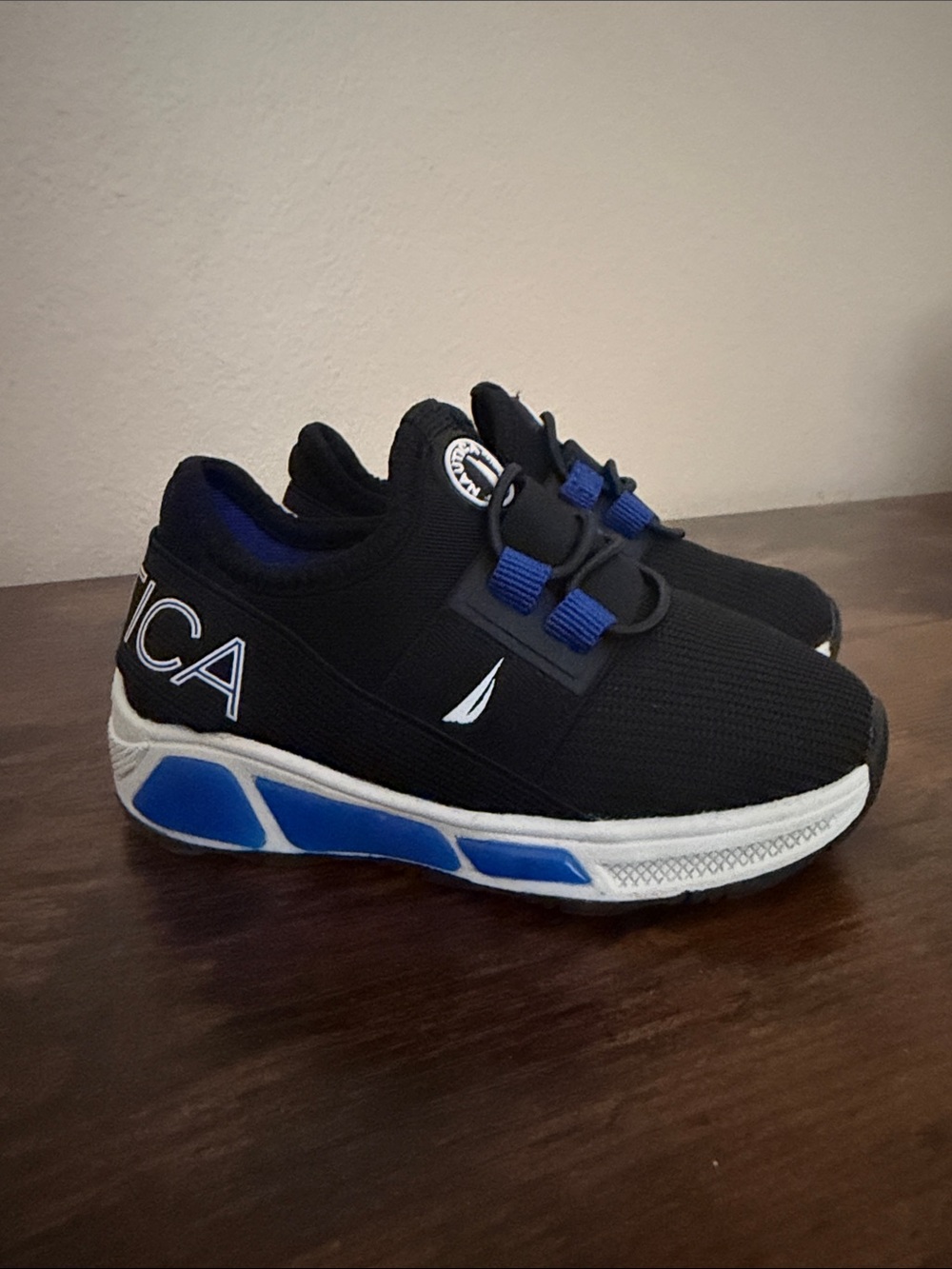 Light up Nautica Black and Blue Kids Slip-On Sneakers